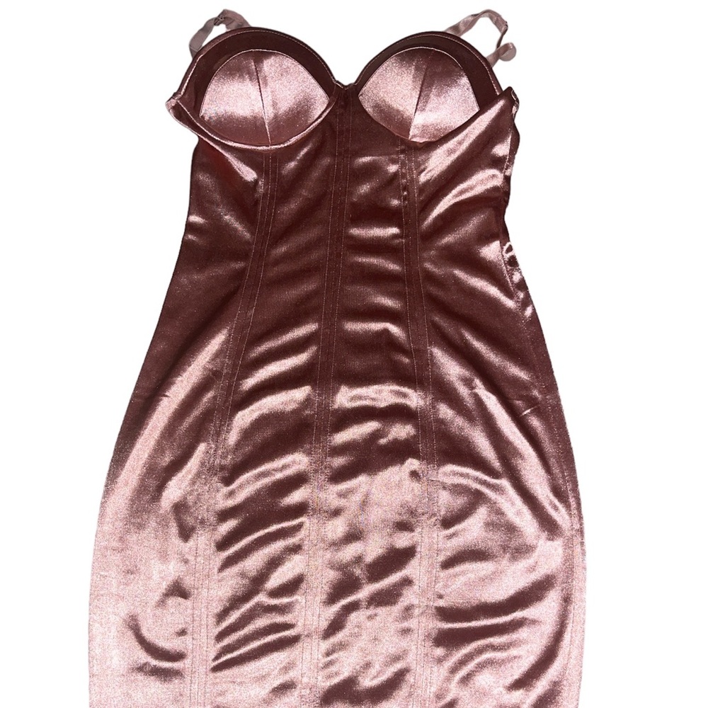 Blush satin bodycon dress